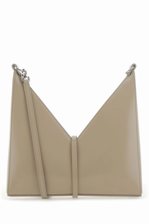 Cappuccino Leather Small Cut-Out Shoulder Bag