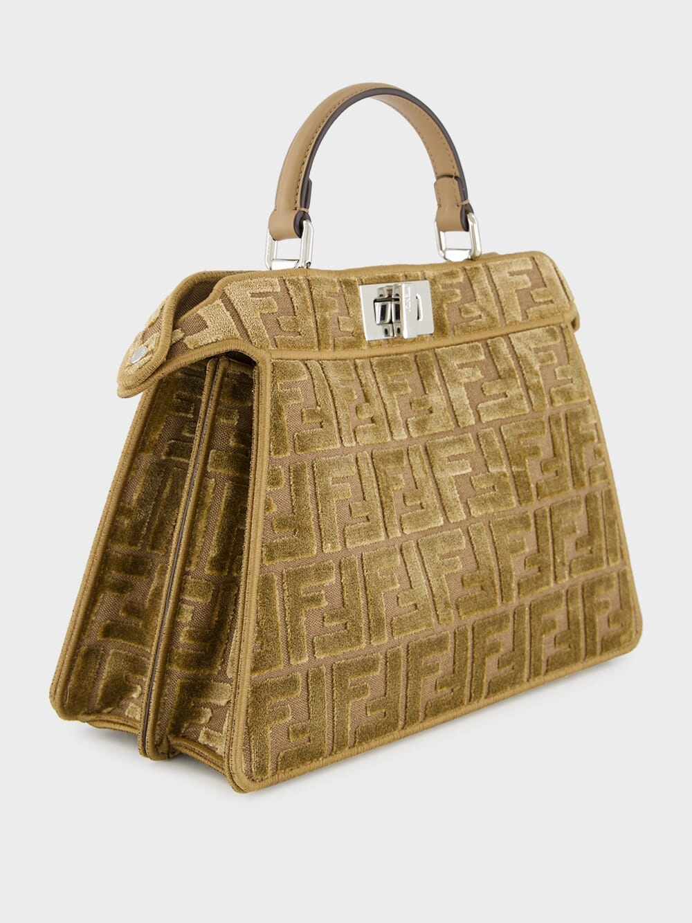 Cappuccino Peekaboo ISeeU Small FF Velvet Bag
