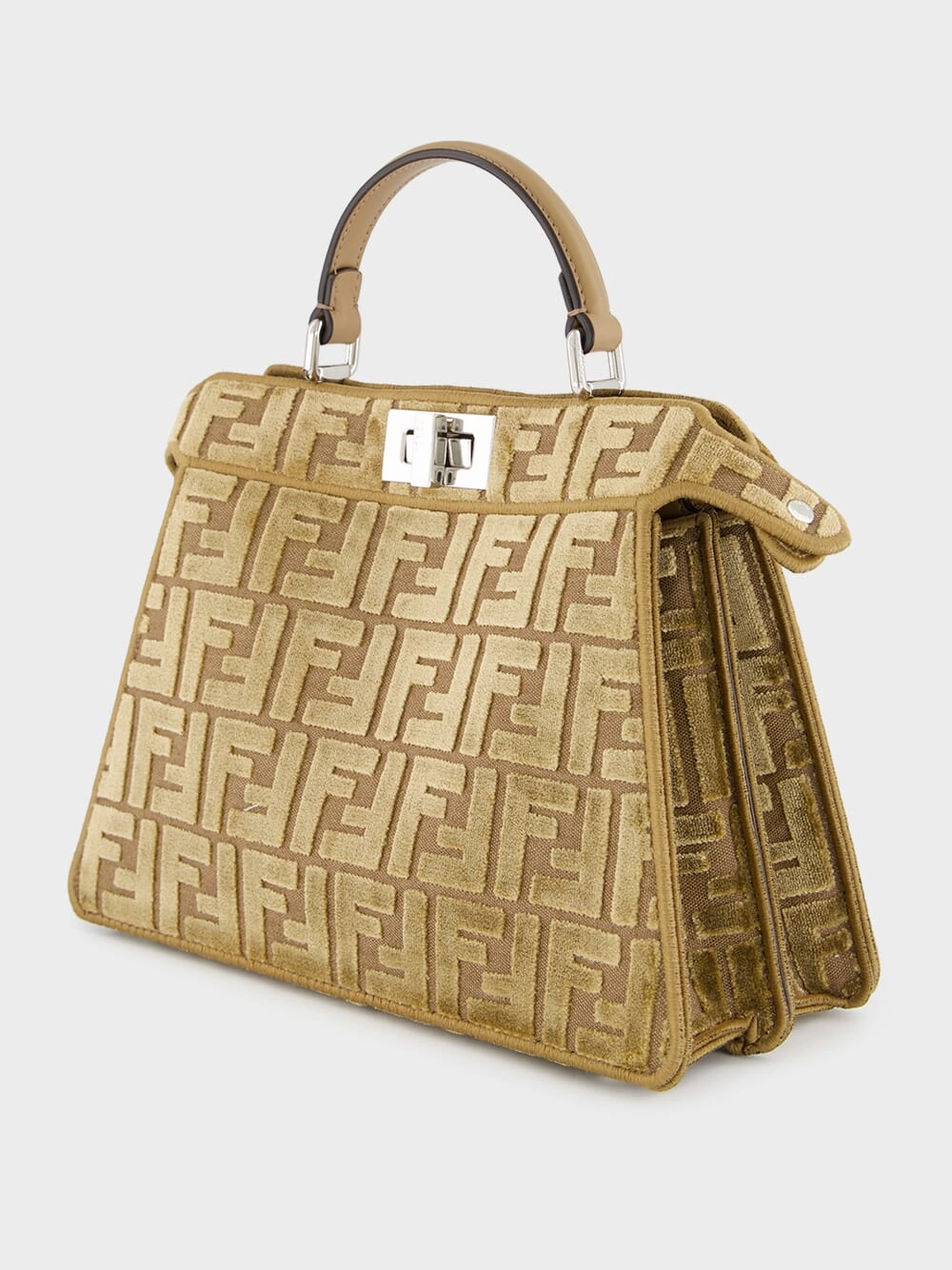 Cappuccino Peekaboo ISeeU Small FF Velvet Bag