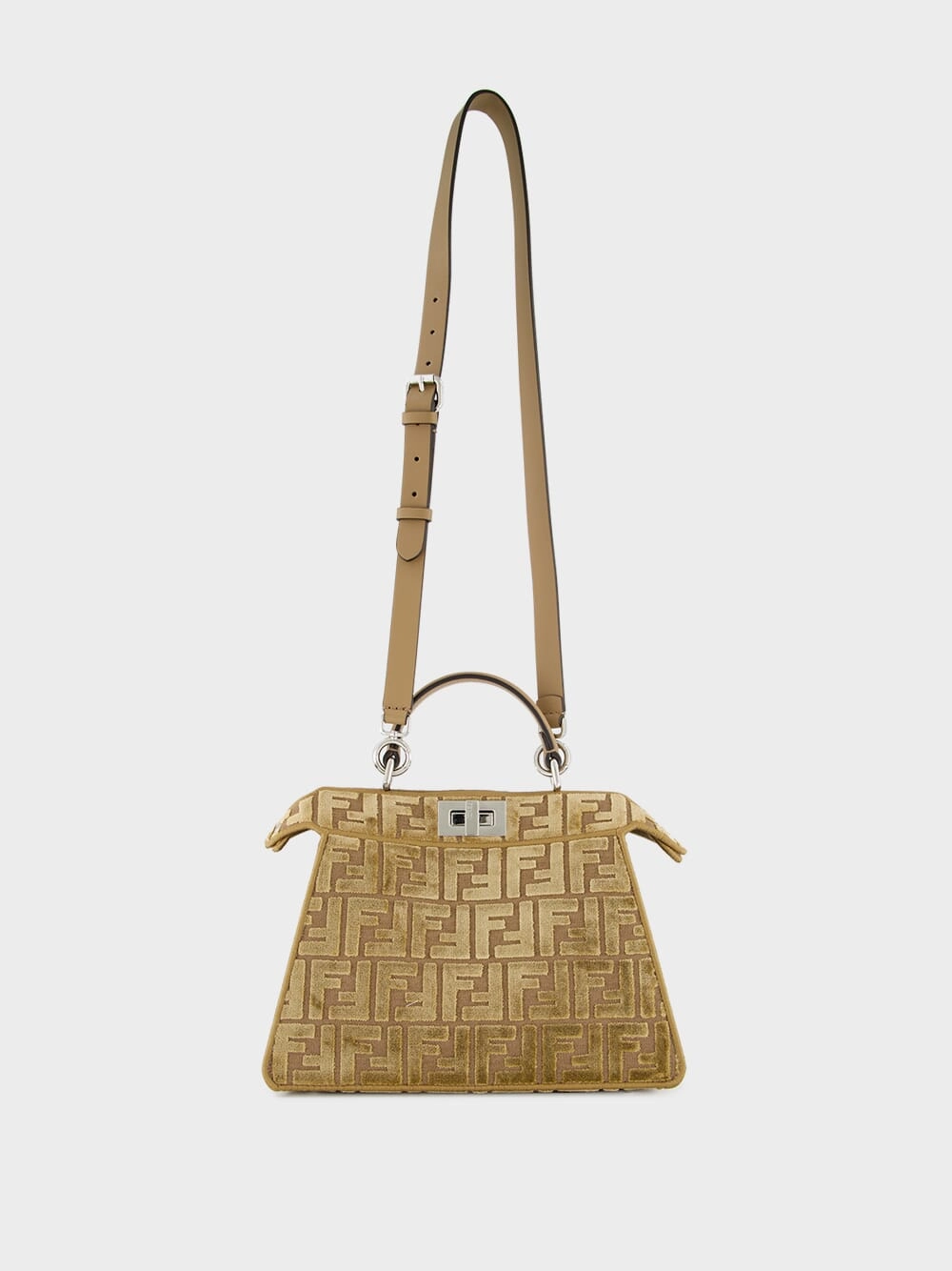 Cappuccino Peekaboo ISeeU Small FF Velvet Bag