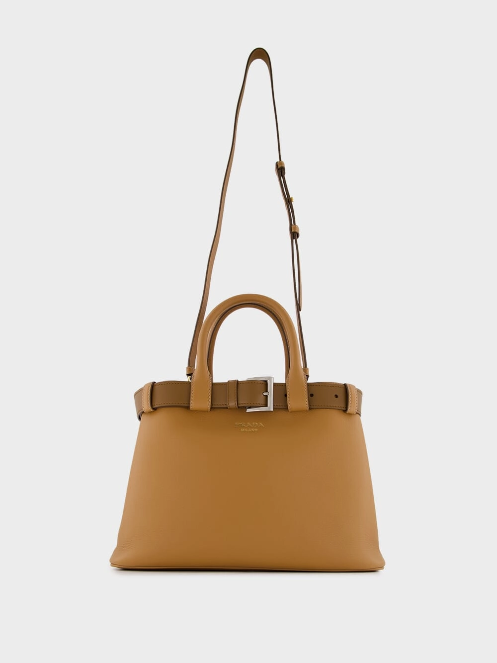 Caramel Buckle Medium Leather Handbag