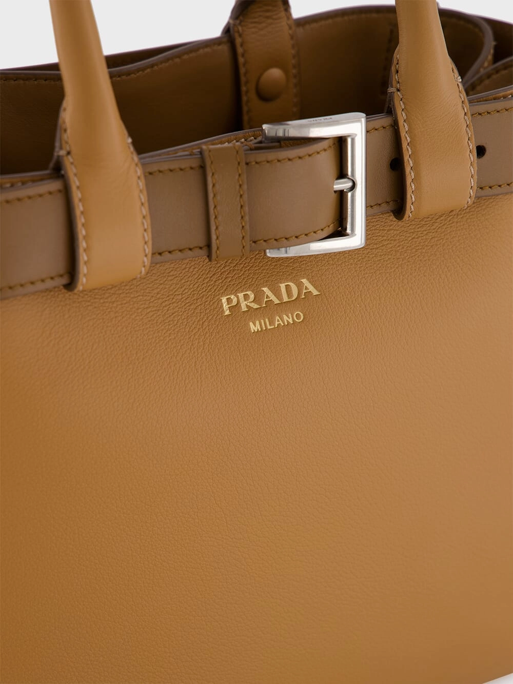 Caramel Buckle Medium Leather Handbag