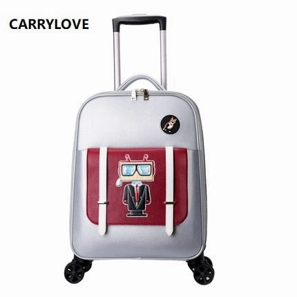 Carrylove Fashion High Quality For Short Trips 18 Inch Size  Pu Rolling Luggage Spinner Brand