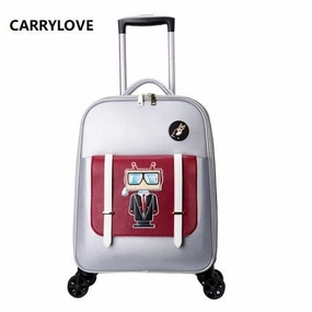Carrylove Fashion High Quality For Short Trips 18 Inch Size  Pu Rolling Luggage Spinner Brand