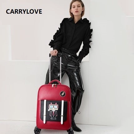 Carrylove Fashion High Quality For Short Trips 18 Inch Size  Pu Rolling Luggage Spinner Brand