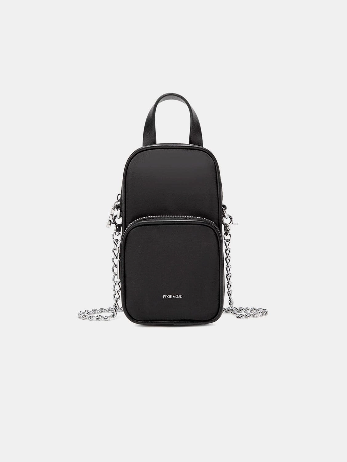Cassandra Vegan Leather Phone Crossbody | Black Nylon