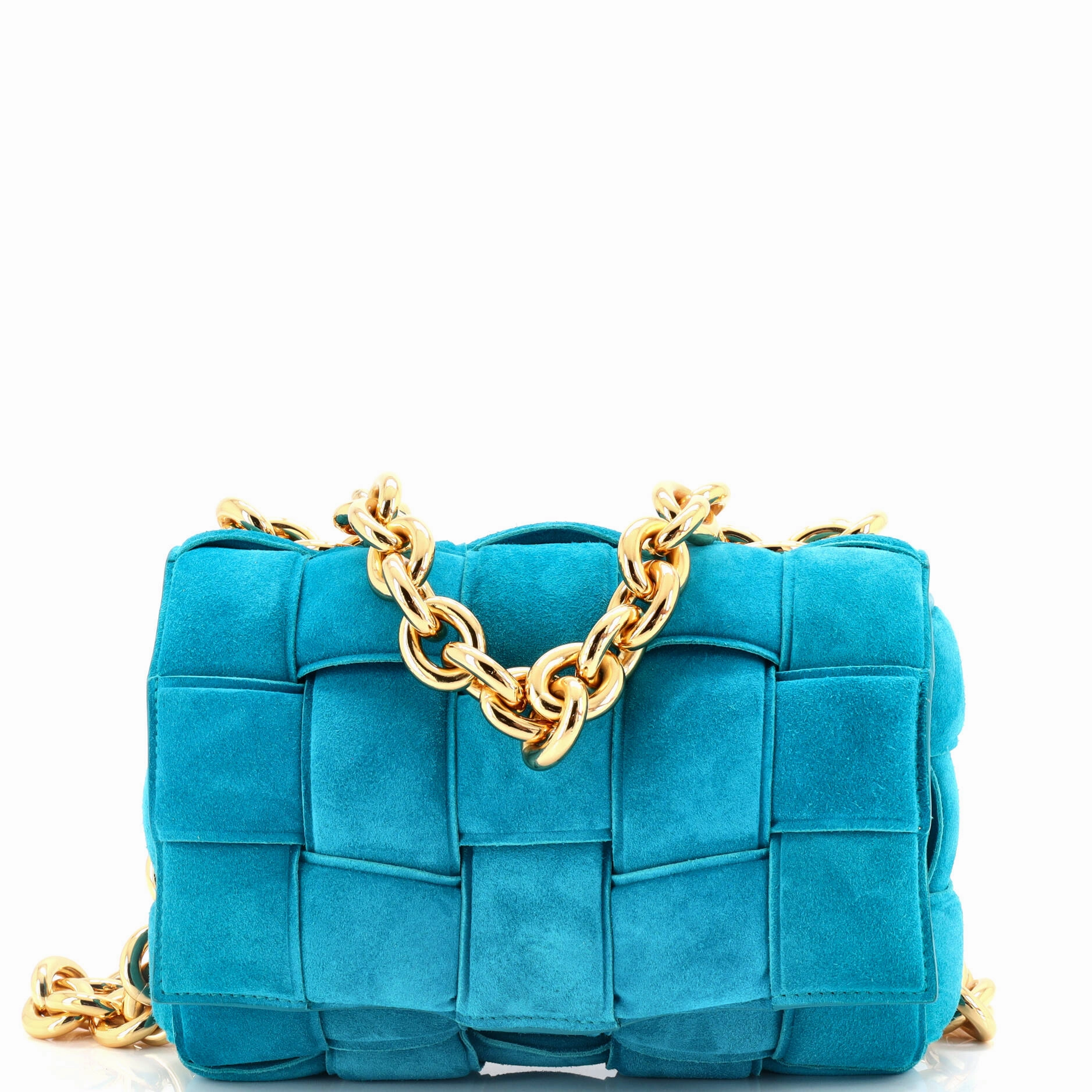 Cassette Chain Crossbody Bag Padded Maxi Intrecciato Suede