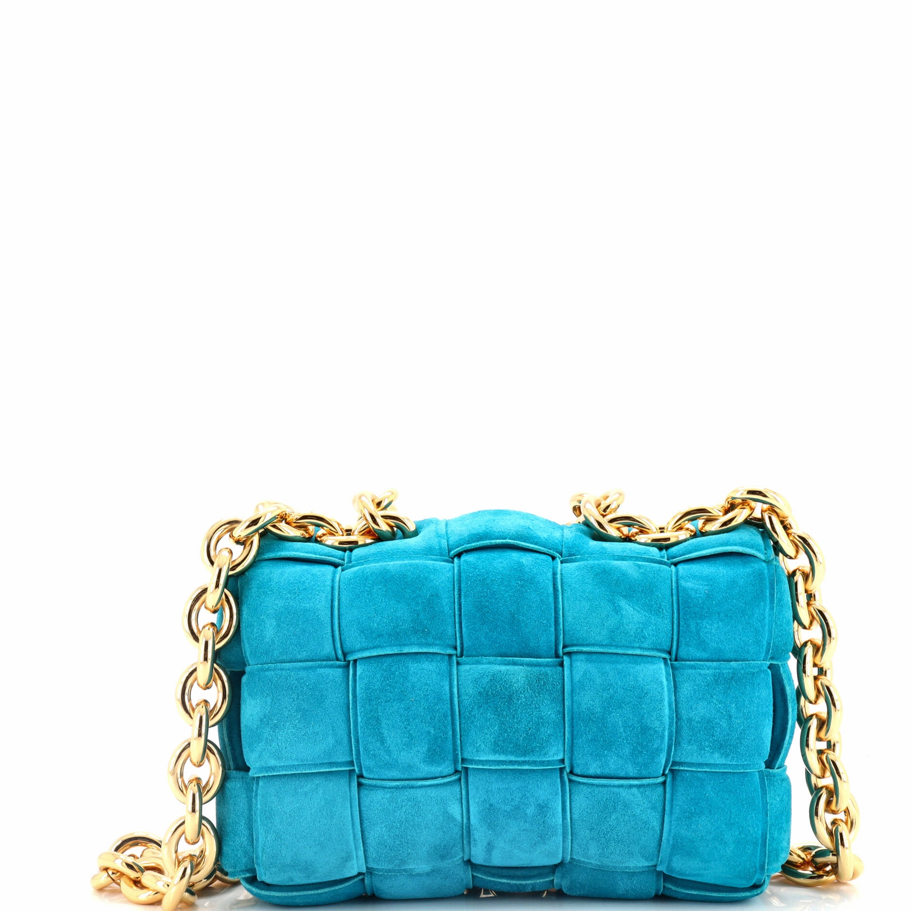 Cassette Chain Crossbody Bag Padded Maxi Intrecciato Suede