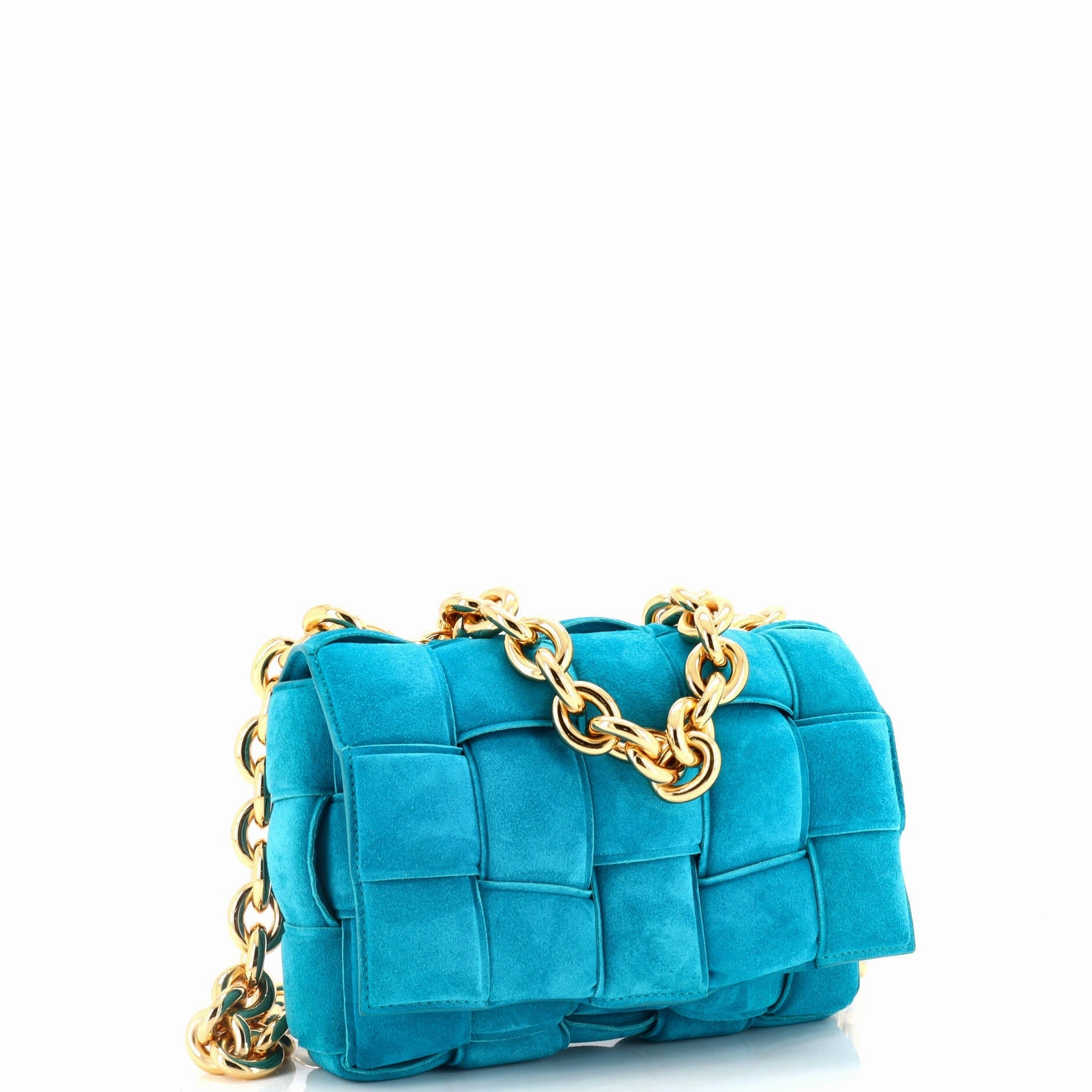 Cassette Chain Crossbody Bag Padded Maxi Intrecciato Suede