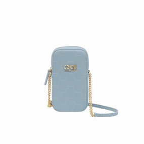 Cavalli Class PALERMO Light Blue Small Phone Holder Crossbody bag for womens