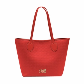 Cavalli Class Red Everyday Soft Large Shopper Tote Bag for womens