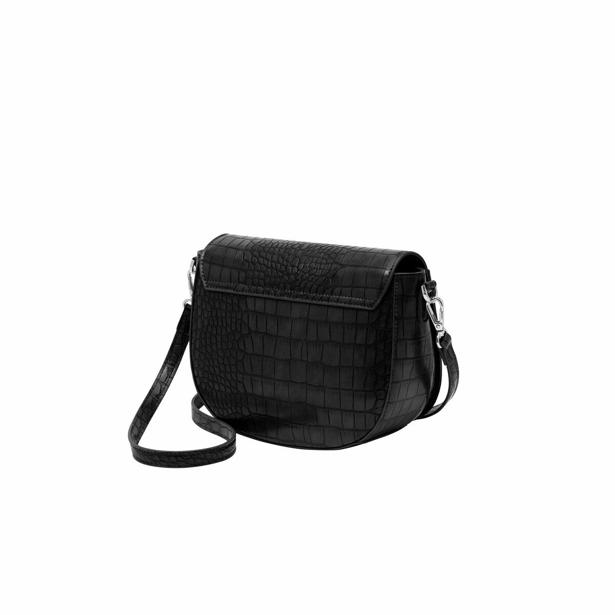 Cavalli Class TORINO Black Medium Crocco Saddle Crossbody bag for womens