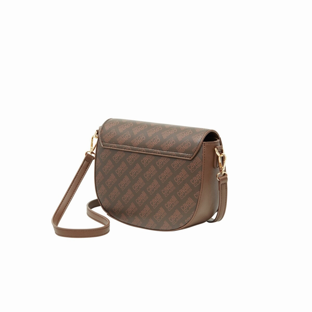 Cavalli Class TORINO Brown Medium Crocco Saddle Crossbody bag for womens