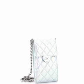 CC Flap Phone Holder Crossbody Bag Quilted Lambskin