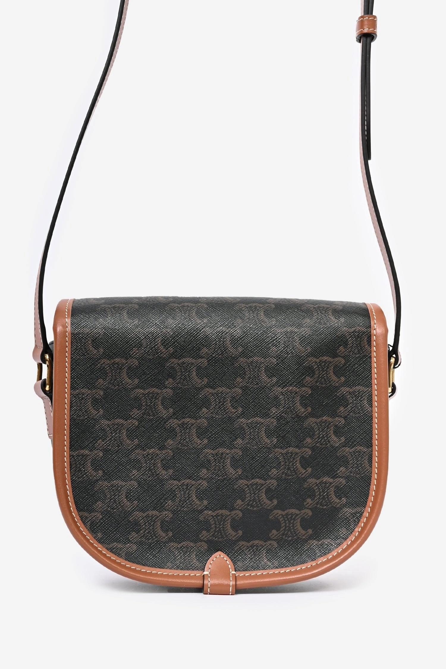 Celine 2023 Brown Triomphe Canvas Medium Folco Crossbody Bag