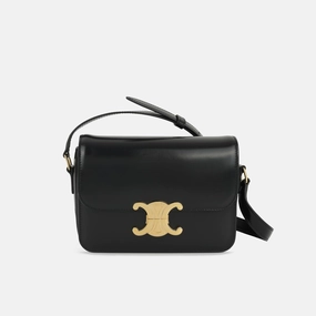 Celine - Teen Triomphe Bag - Black Shiny Calfskin GHW - Pre-Loved - 2023