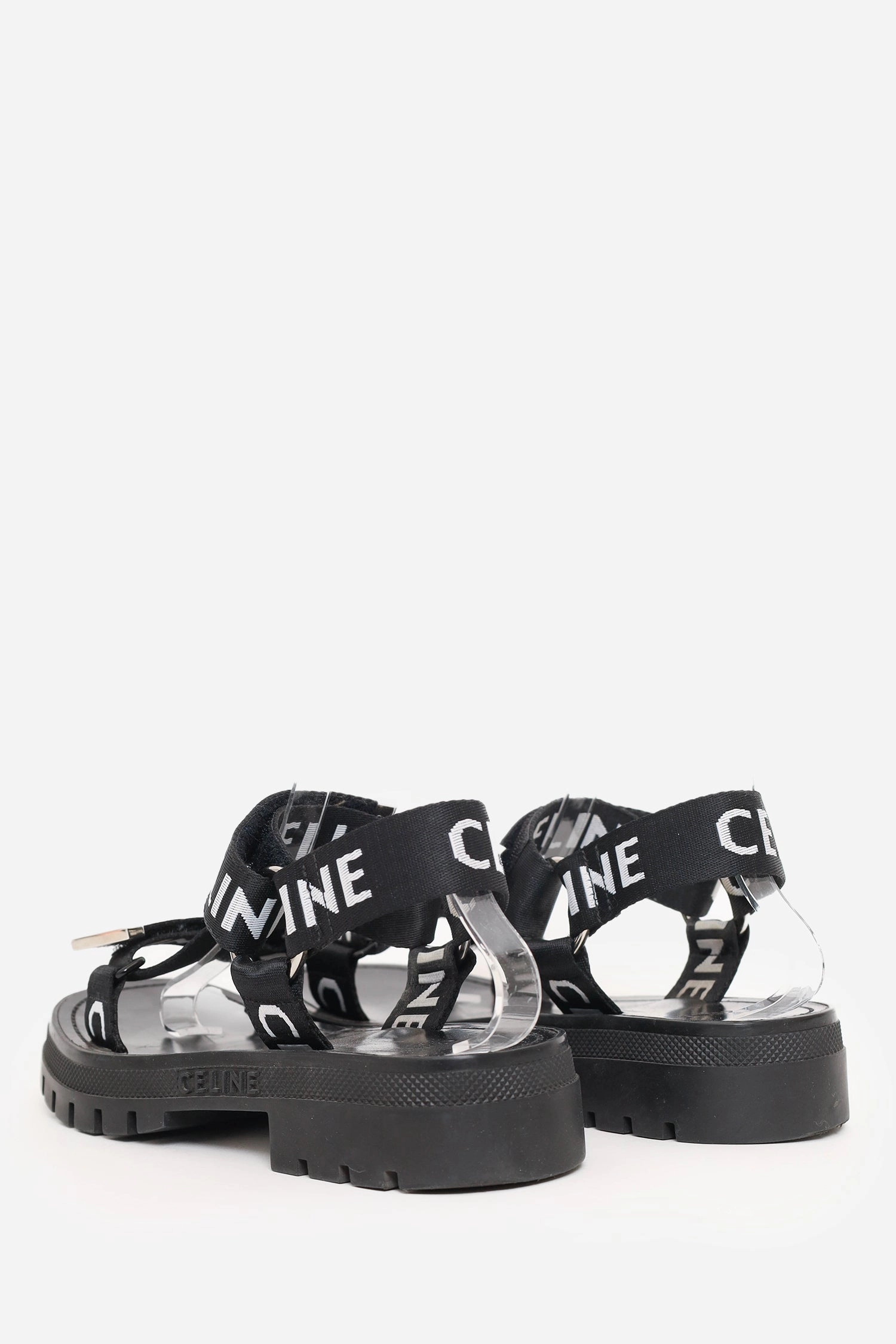 Celine Black Canvas Printed Leo Strappy Sandals Size 39
