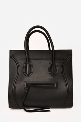 Celine Black Leather Medium Phantom Luggage Bag