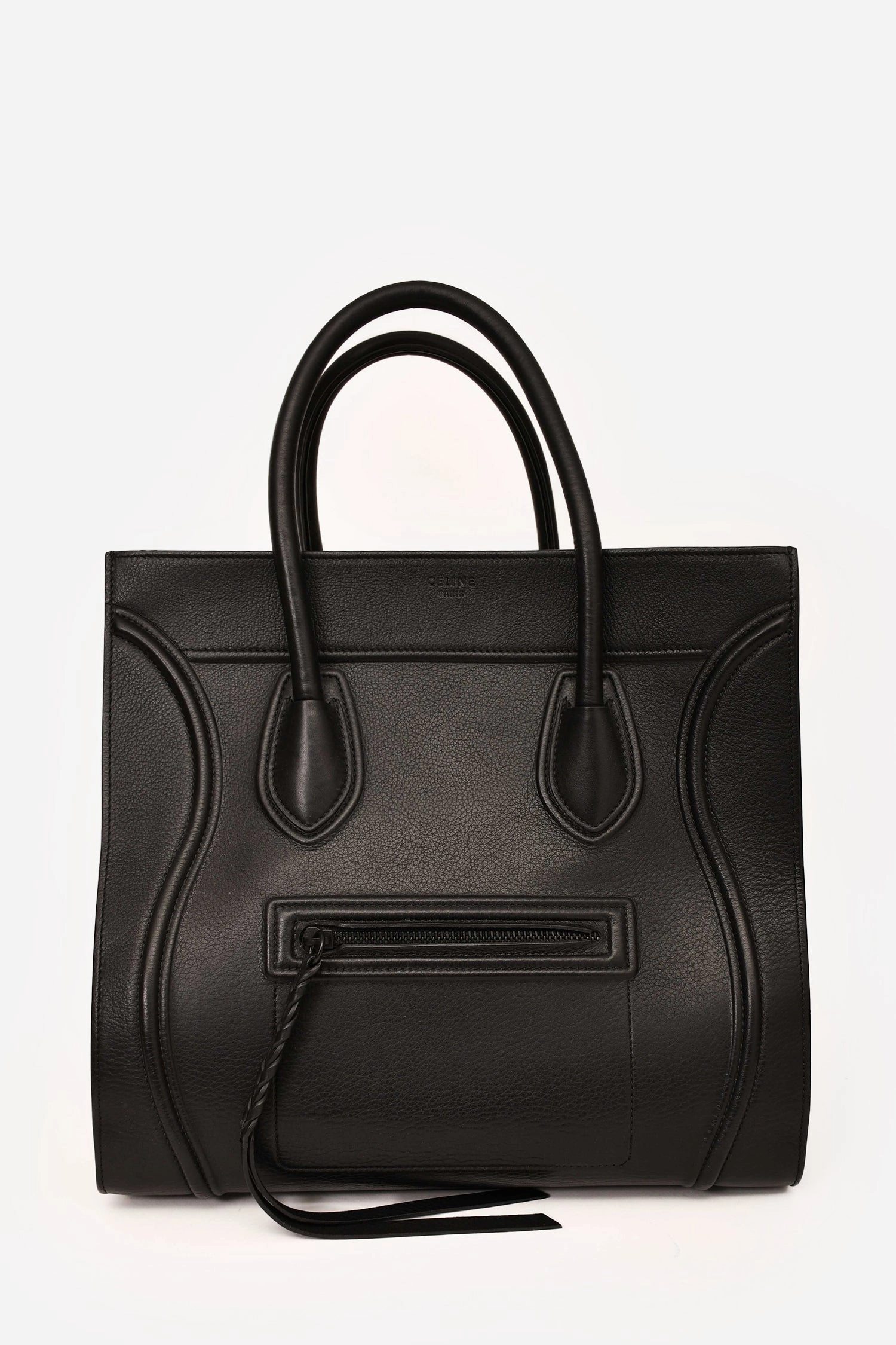 Celine Black Leather Medium Phantom Luggage Bag
