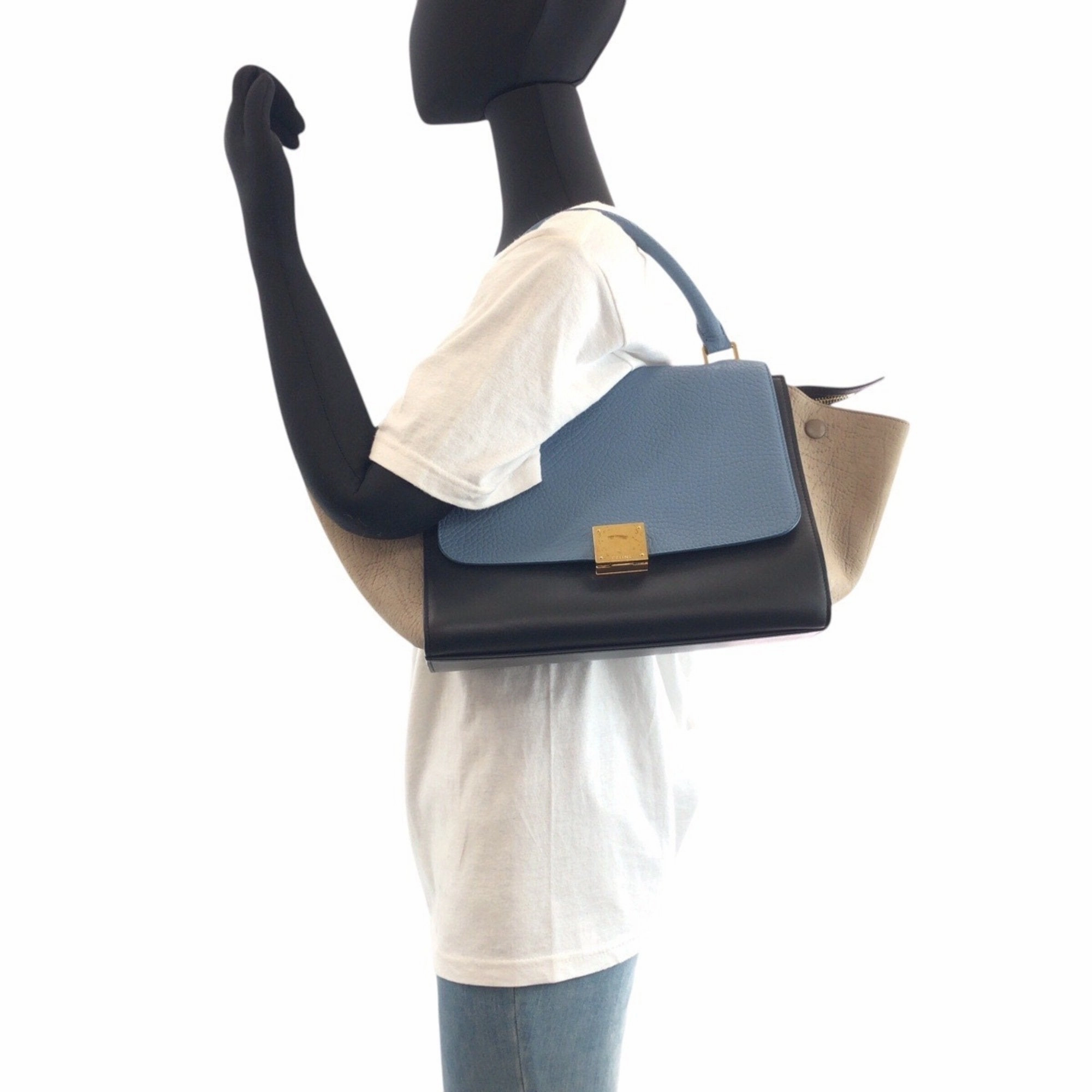 Celine  blue Leather Handbag Shoulder Bag (Pre-Owned)