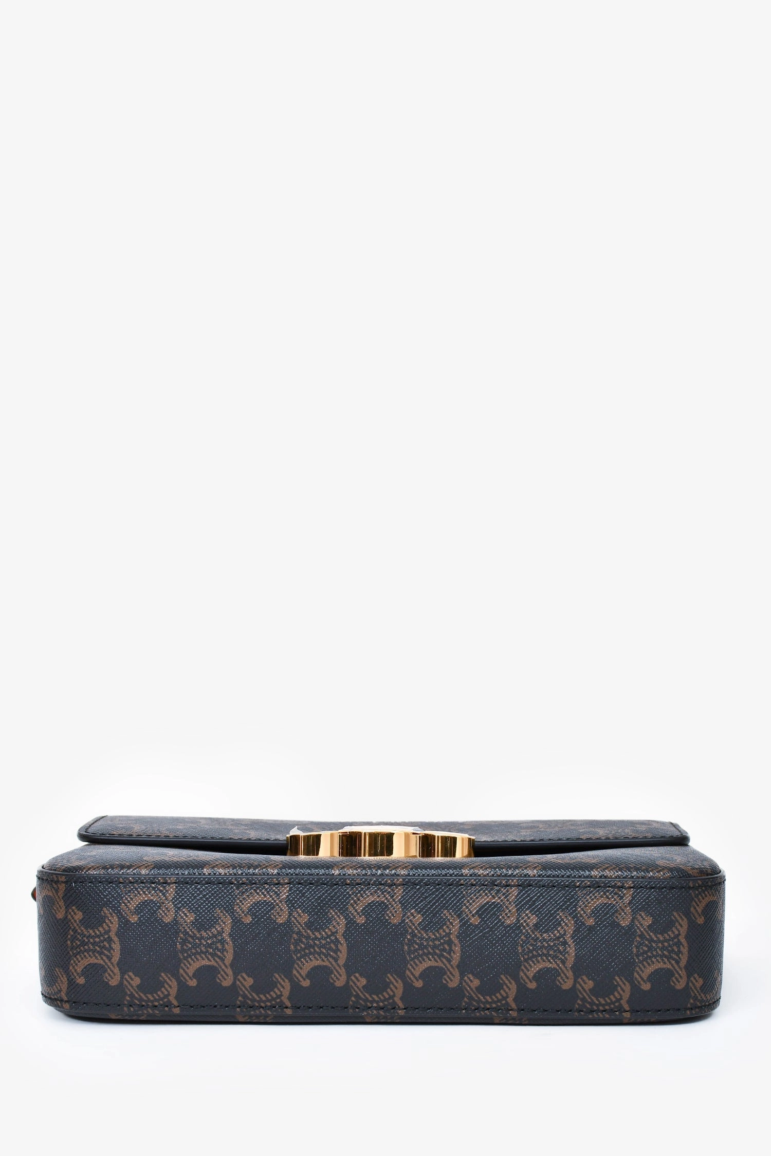 Celine Brown Triomphe Canvas & Calfskin 'Claude' Shoulder Bag