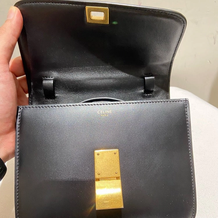 Celine Classic Box Shoulder Bag Black Leather Medium