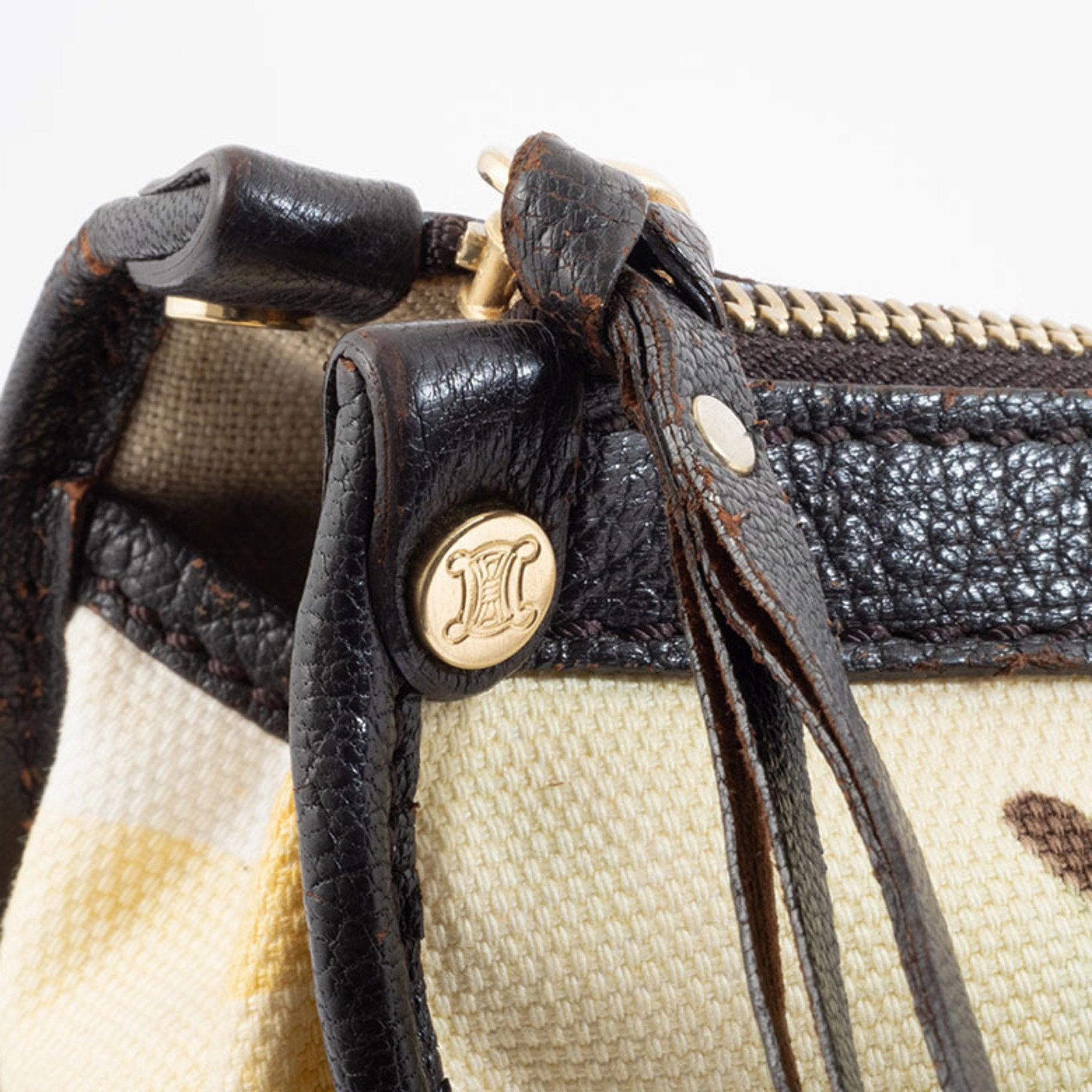 Celine  yellow Canvas Leather Shoulder Bag (Pre-Owned)