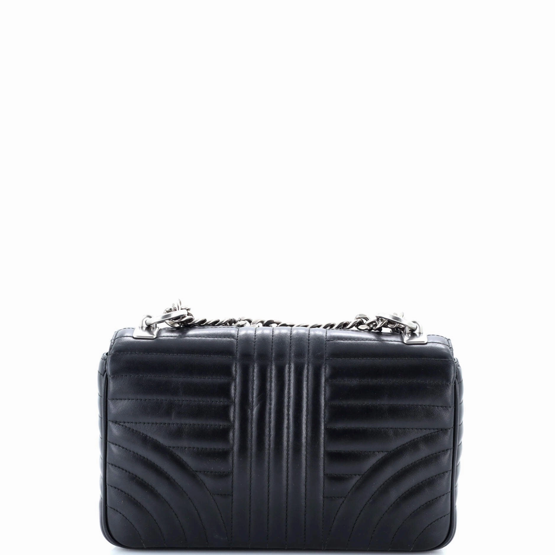 Chain Flap Shoulder Bag Diagramme Quilted Leather Large