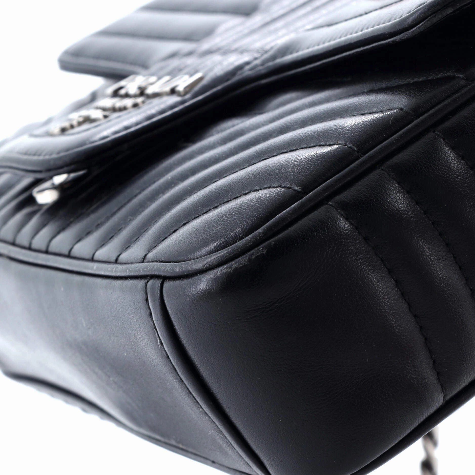 Chain Flap Shoulder Bag Diagramme Quilted Leather Large