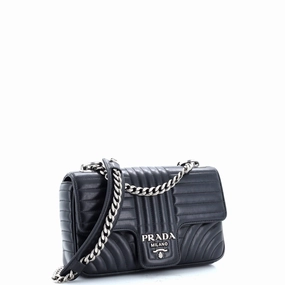 Chain Flap Shoulder Bag Diagramme Quilted Leather Large