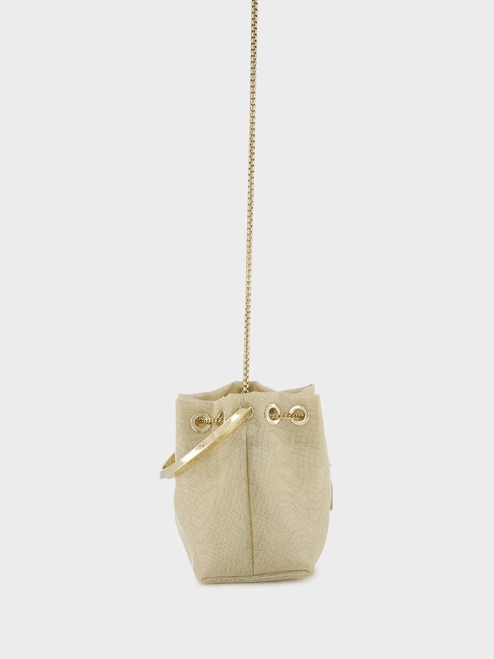 Champagne Bon Bon Light Gold Metallic Mesh Bucket Bag