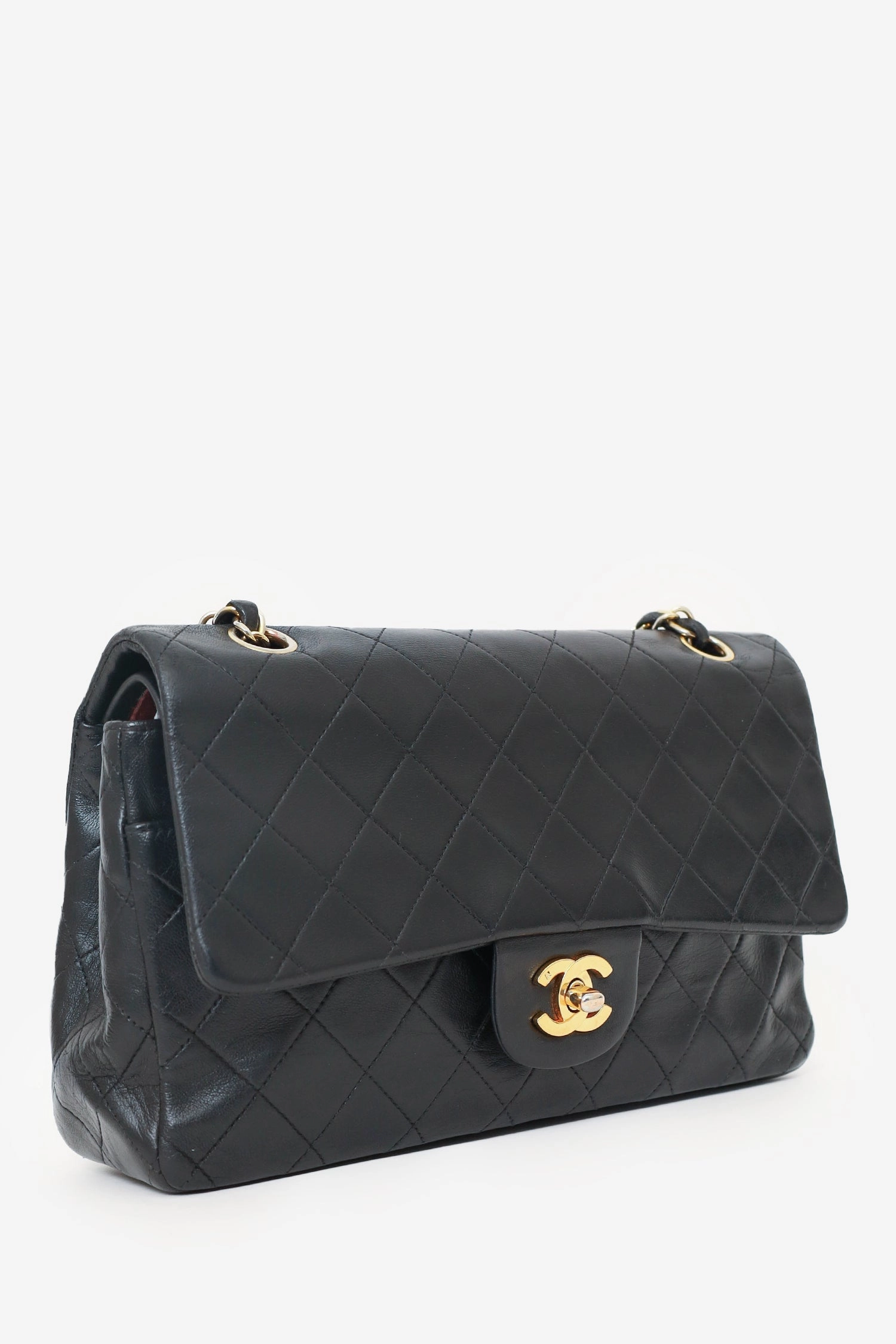 Chanel 1991-94 Black Lambskin Medium Double Flap Shoulder Bag Chanel 1991-94 Black Lambskin Medium Double Flap Shoulder Bag