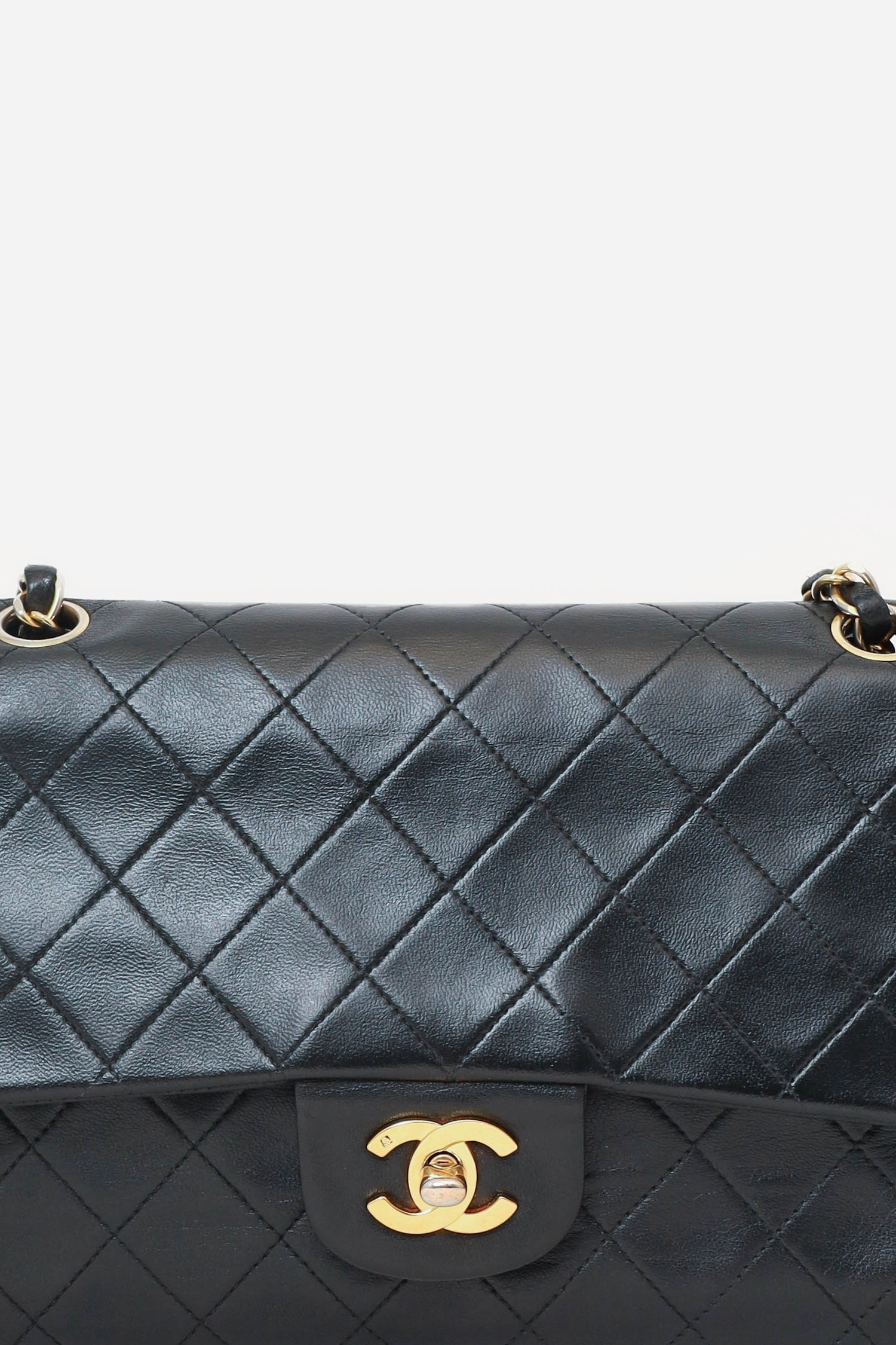 Chanel 1991-94 Black Lambskin Medium Double Flap Shoulder Bag Chanel 1991-94 Black Lambskin Medium Double Flap Shoulder Bag