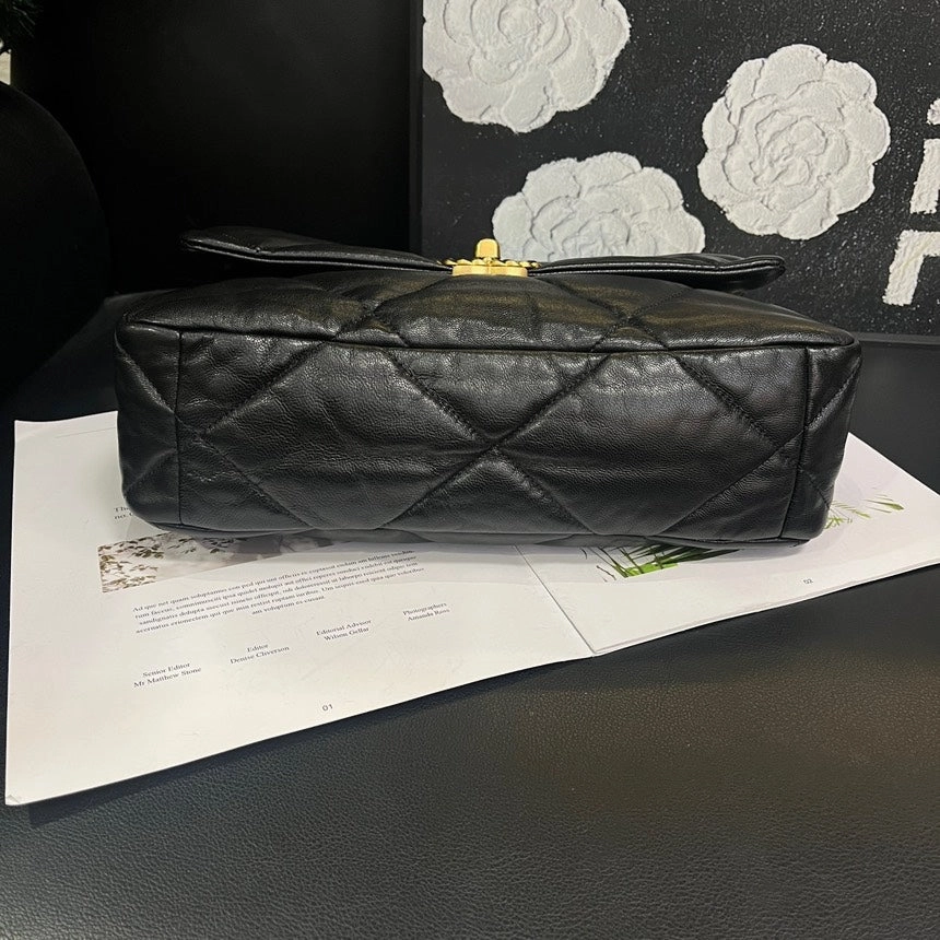 Chanel 19 Bag Black Gold Medium One Shoulder Crossbody Bag