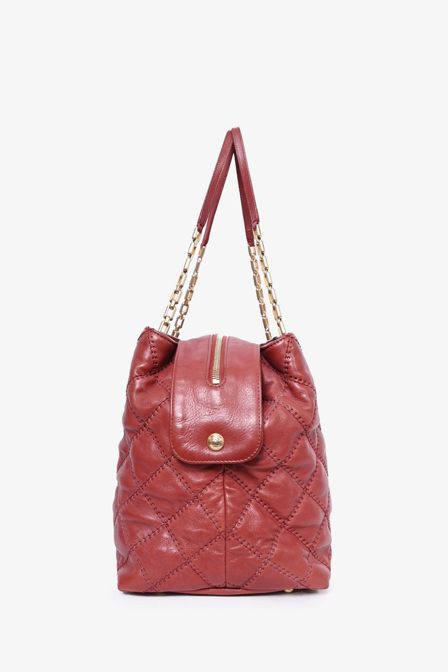 Chanel 2011 Brick Red Quilted Leather Retro Chain Shoulder Bag (As Is)
