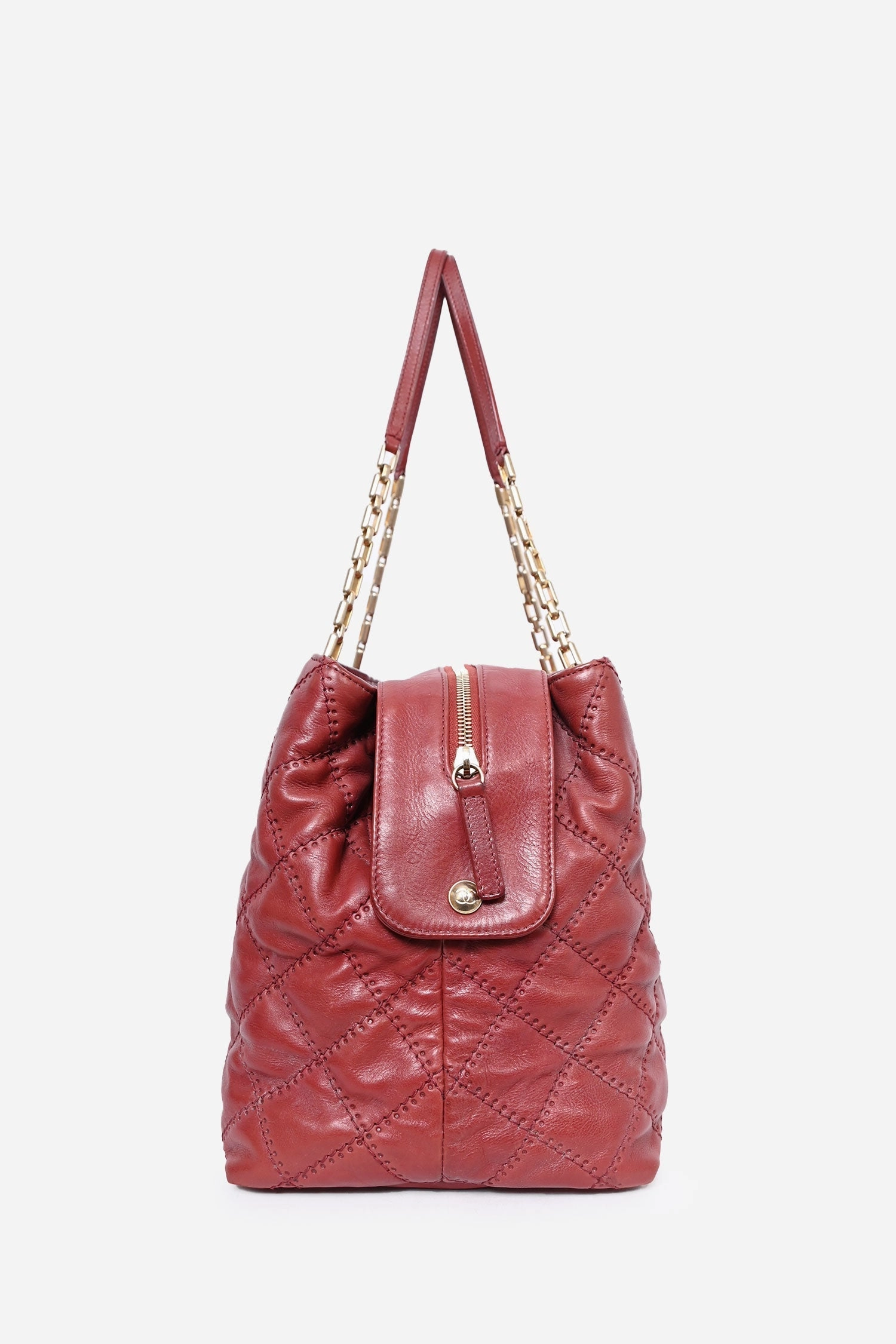 Chanel 2011 Brick Red Quilted Leather Retro Chain Shoulder Bag (As Is)