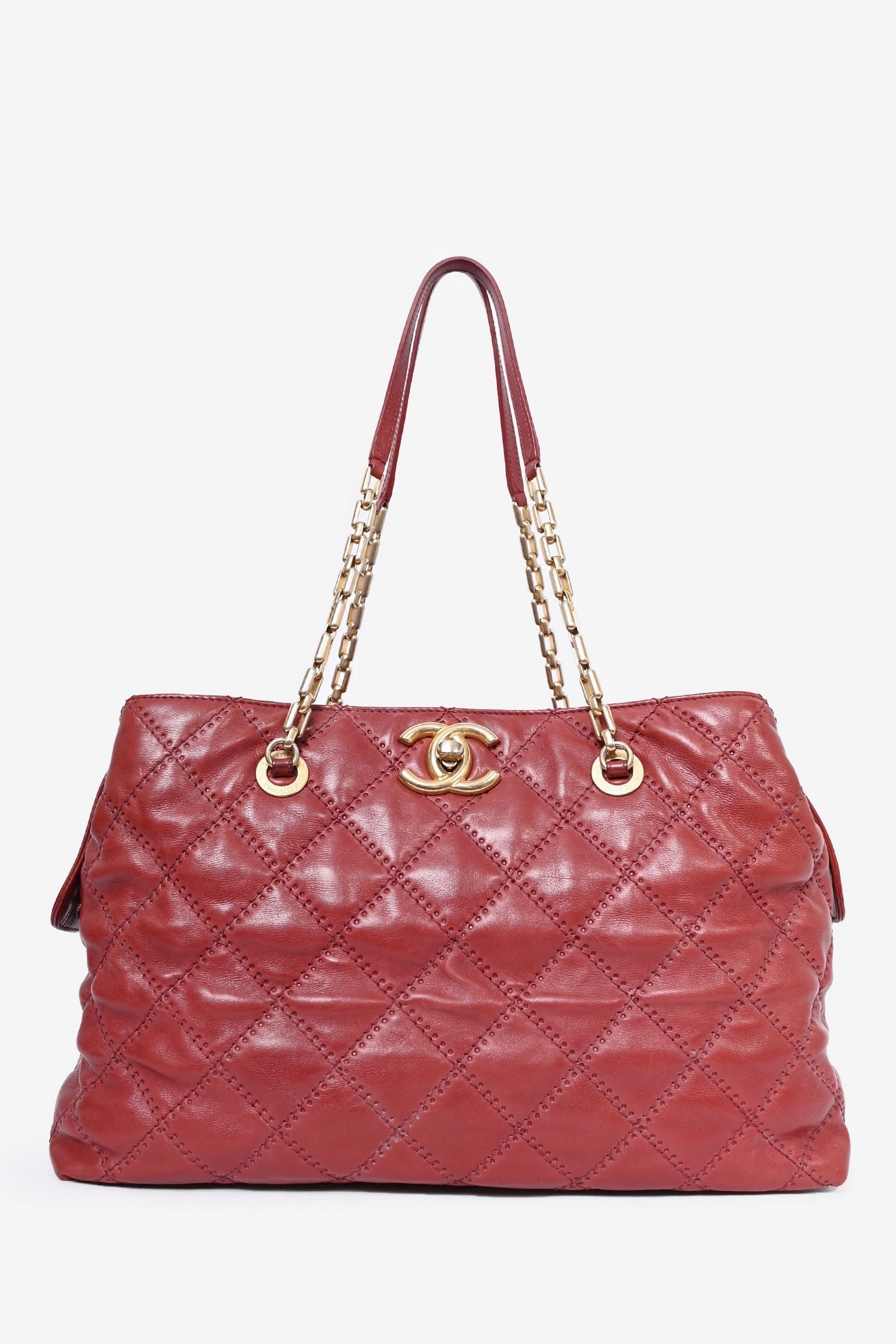 Chanel 2011 Brick Red Quilted Leather Retro Chain Shoulder Bag (As Is)