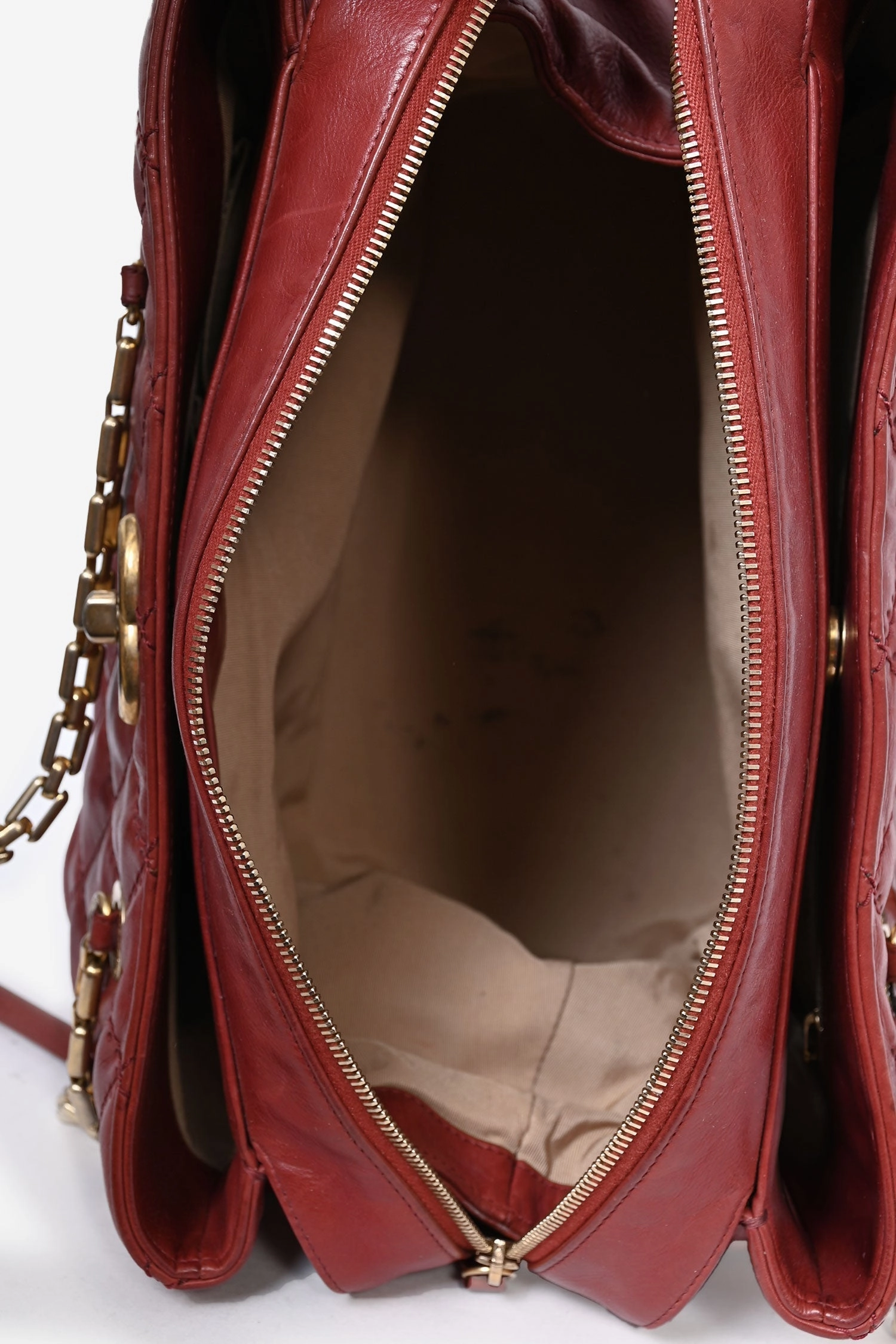 Chanel 2011 Brick Red Quilted Leather Retro Chain Shoulder Bag (As Is)