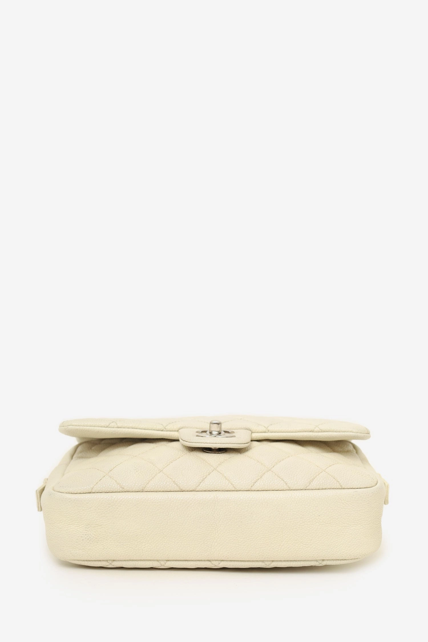 Chanel 2014-15 White Quilted Caviar Leather Medium Flap Bag