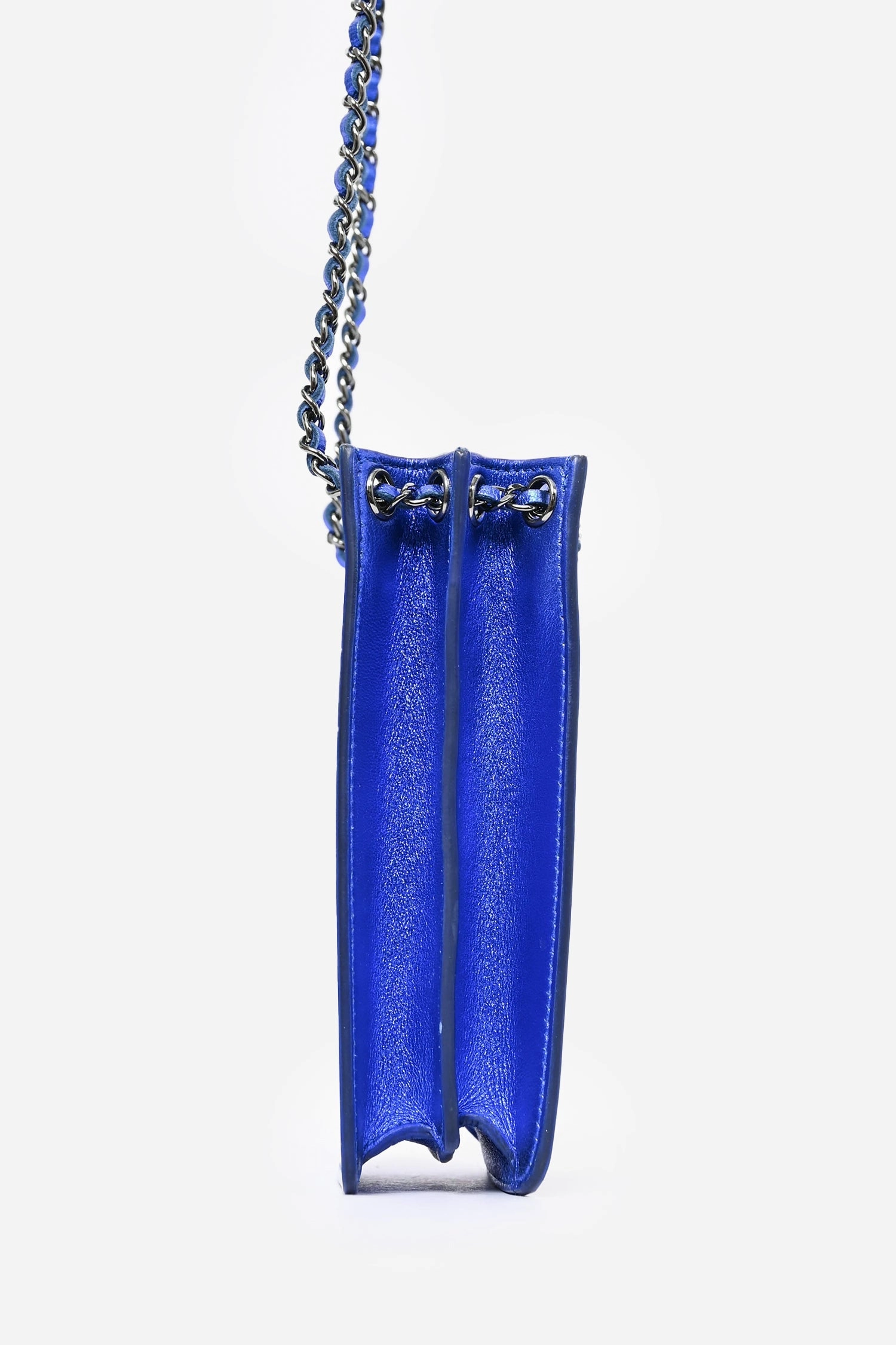 Chanel 2014 Cobalt Blue 'patent Leather Phone Holder with Chain