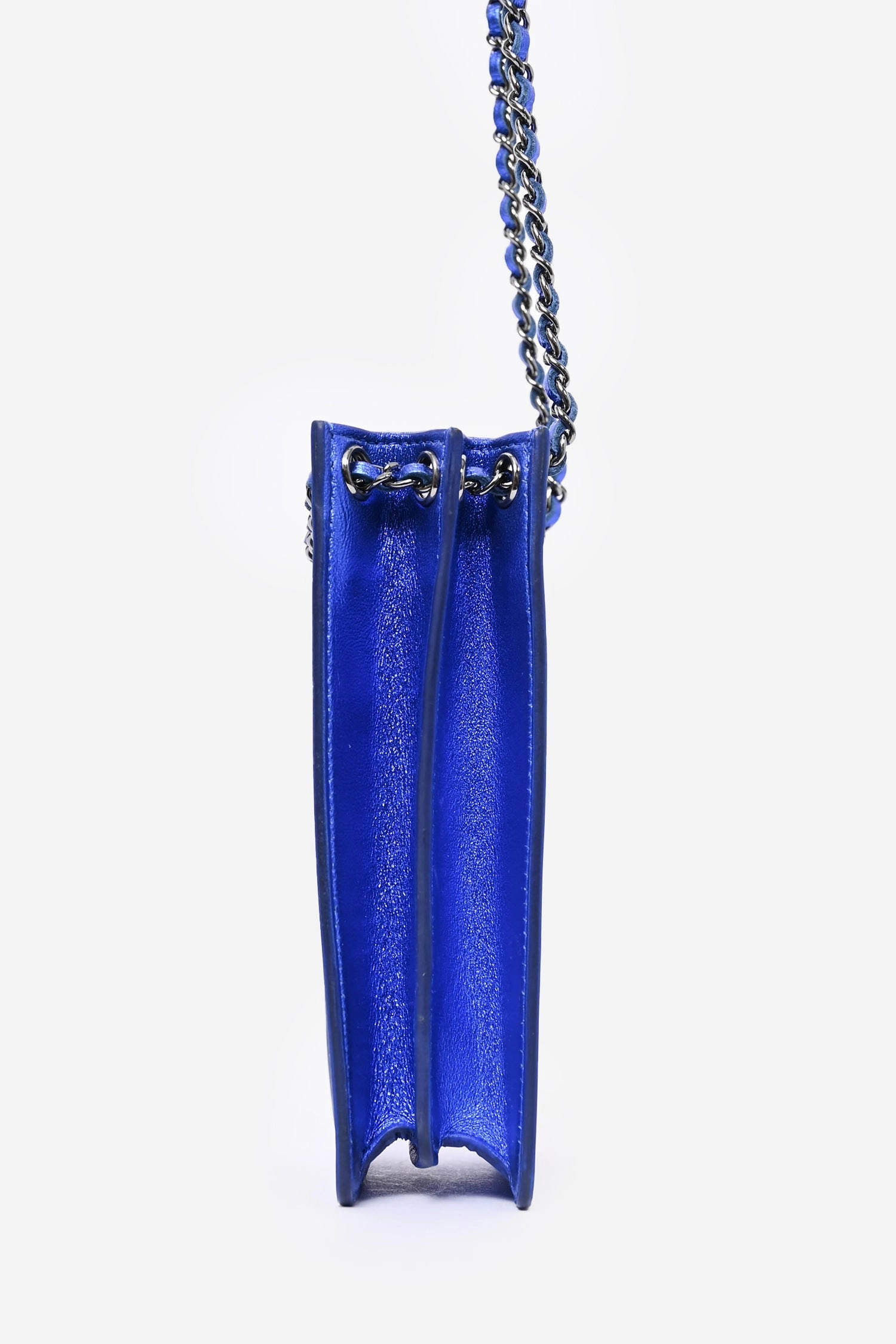 Chanel 2014 Cobalt Blue 'patent Leather Phone Holder with Chain