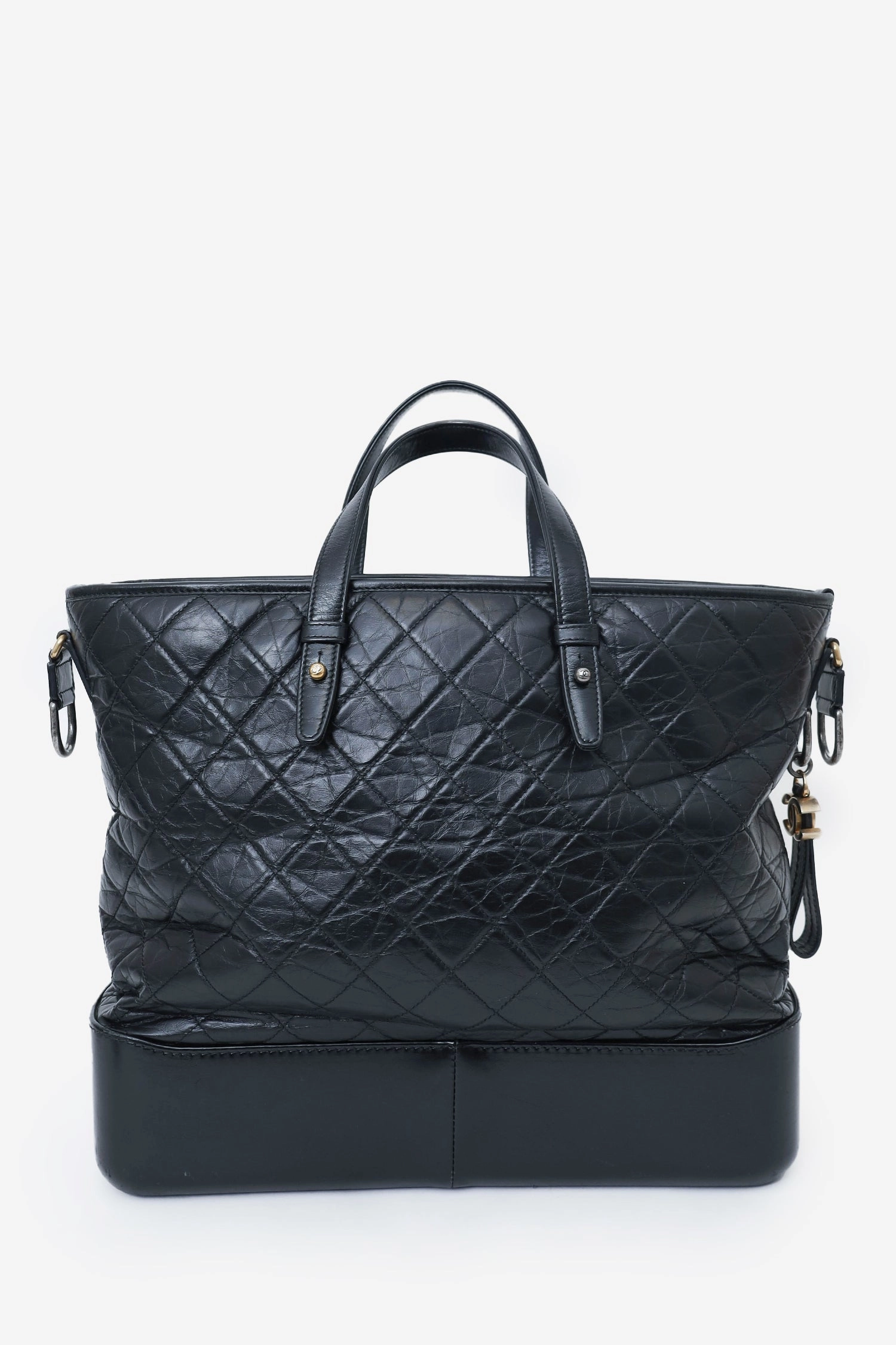 Chanel 2017/18 Black Leather Quilted Large Gabrielle Top Handle Shopping Tote