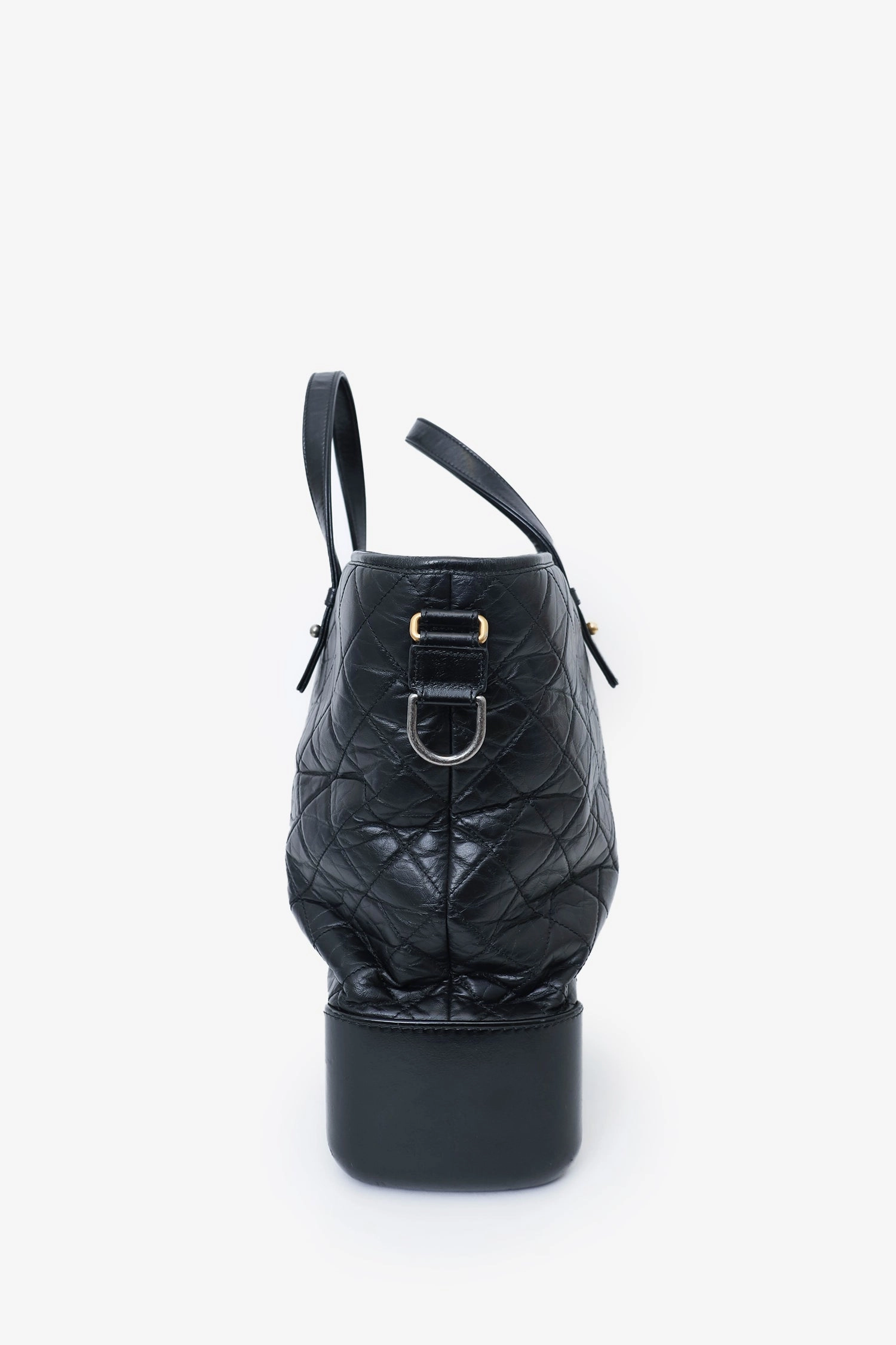 Chanel 2017/18 Black Leather Quilted Large Gabrielle Top Handle Shopping Tote