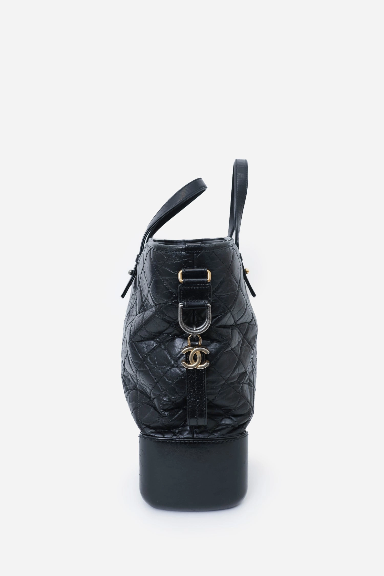 Chanel 2017/18 Black Leather Quilted Large Gabrielle Top Handle Shopping Tote
