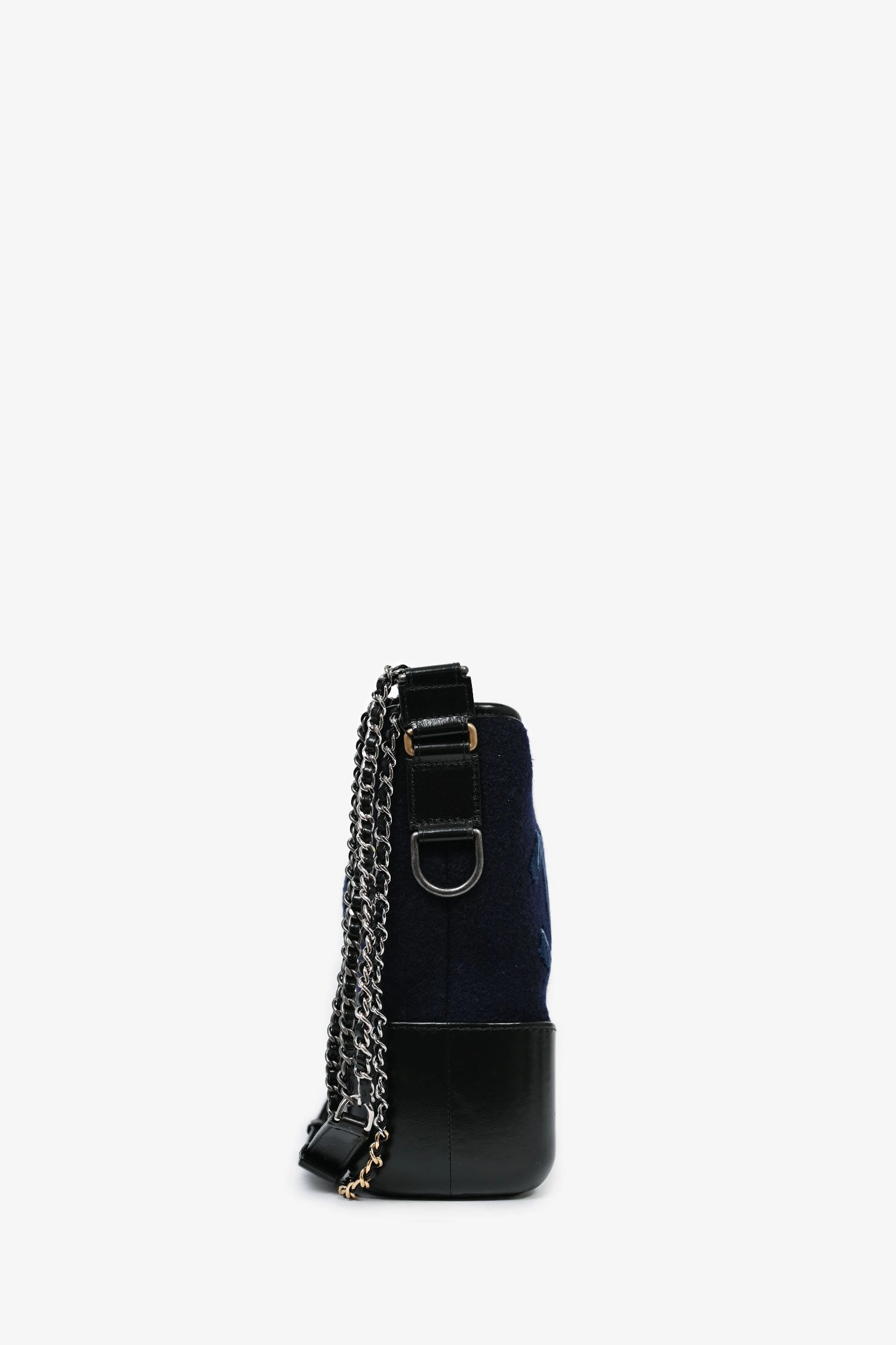 Chanel 2019 Navy Wool 'Paris Hamburg' Embroidered Large Gabrielle Hobo