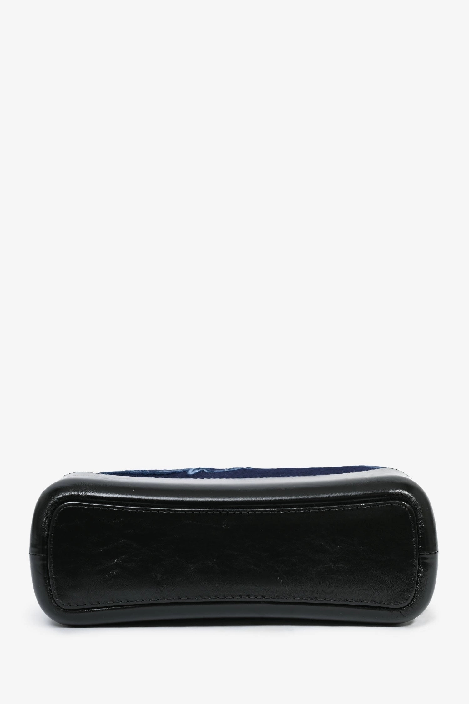 Chanel 2019 Navy Wool 'Paris Hamburg' Embroidered Large Gabrielle Hobo