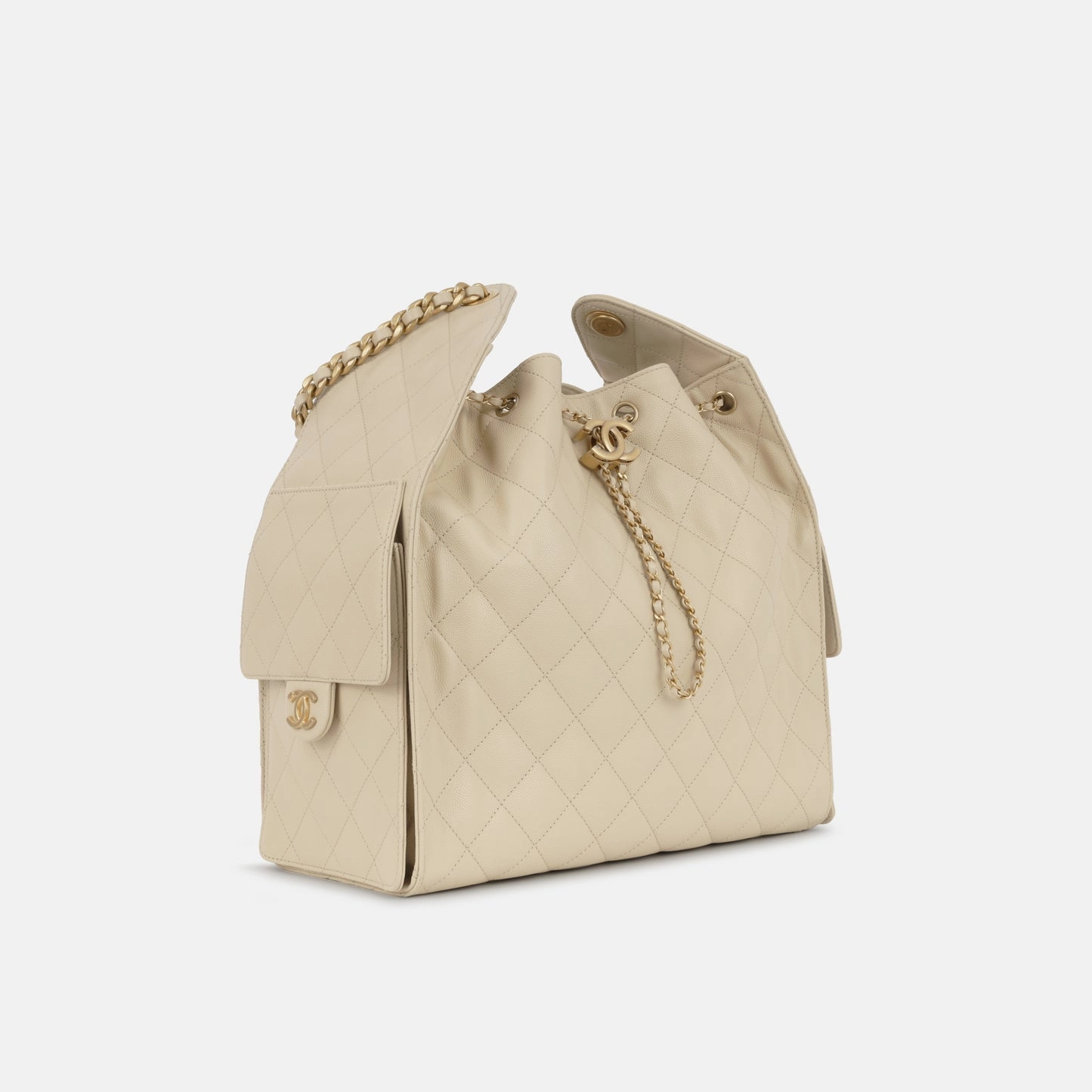 Chanel - Medium 25 Hobo - Beige Quilted Caviar AGHW - Pre-Loved - 2025
