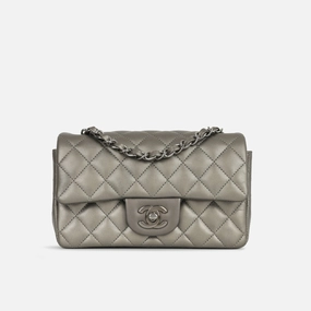 Chanel - Mini Rectangular - Silver Metallic Lambskin BSHW - Pre-Loved