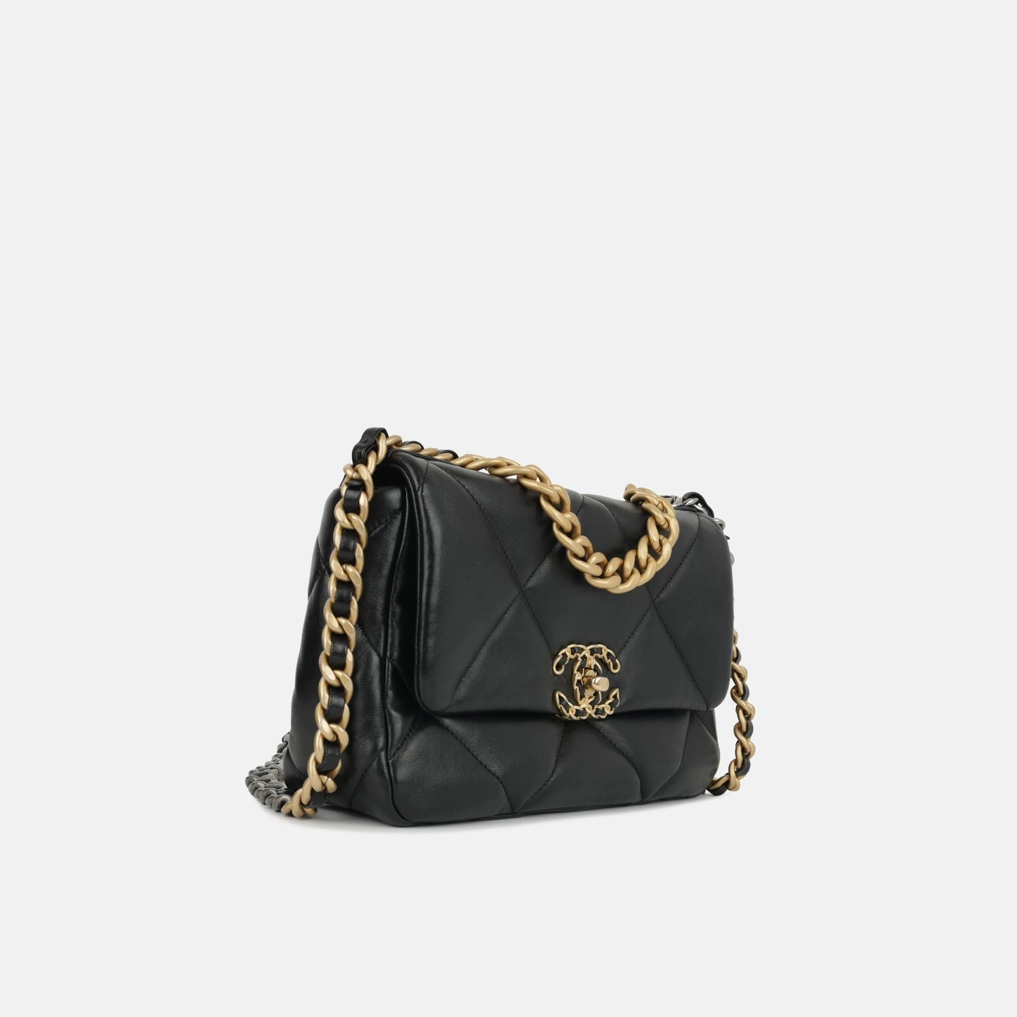 Chanel - Small 19 Flap Bag - Black Lambskin MHW - Pre-Loved - 2022