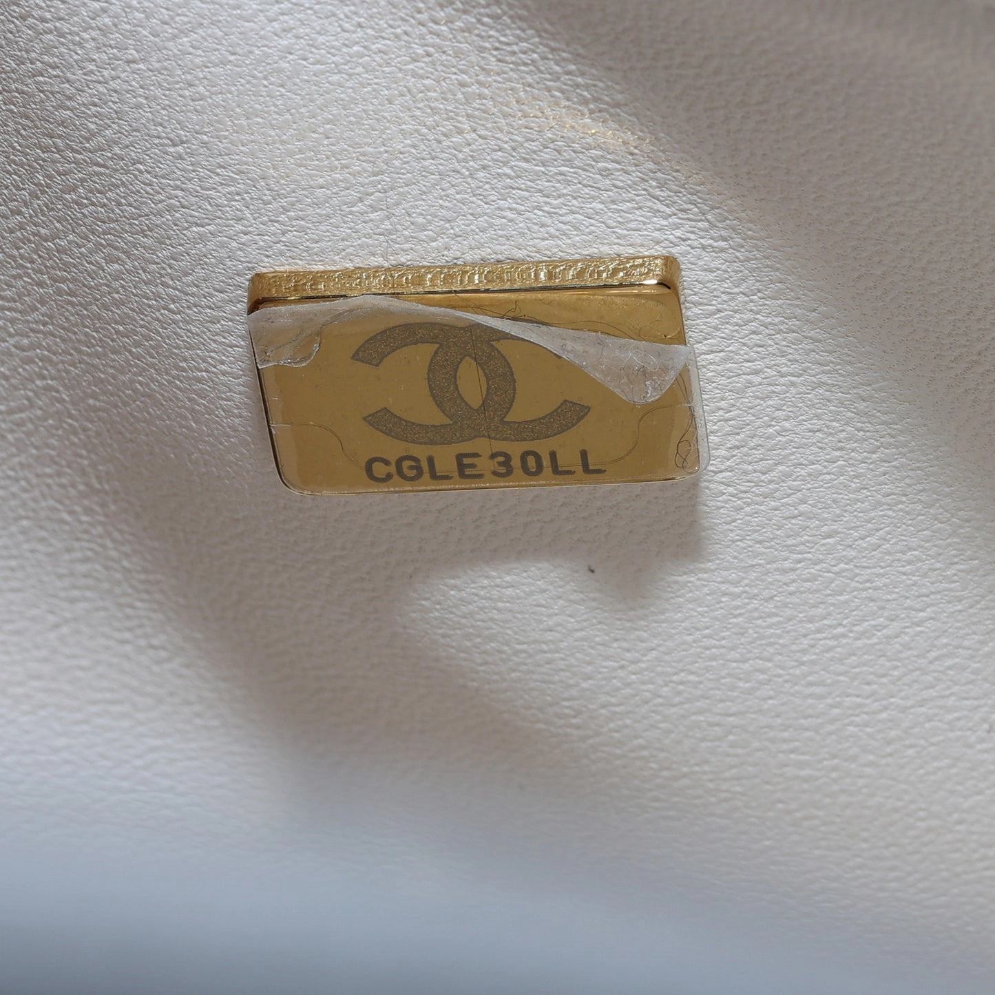 Chanel - Small Classic Flap Bag - White Caviar CGHW - Plaque Series - Pre-Loved